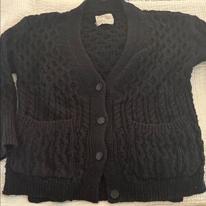 Lucky Brand Navy Blue Cable-Knit Button Front Cardigan
